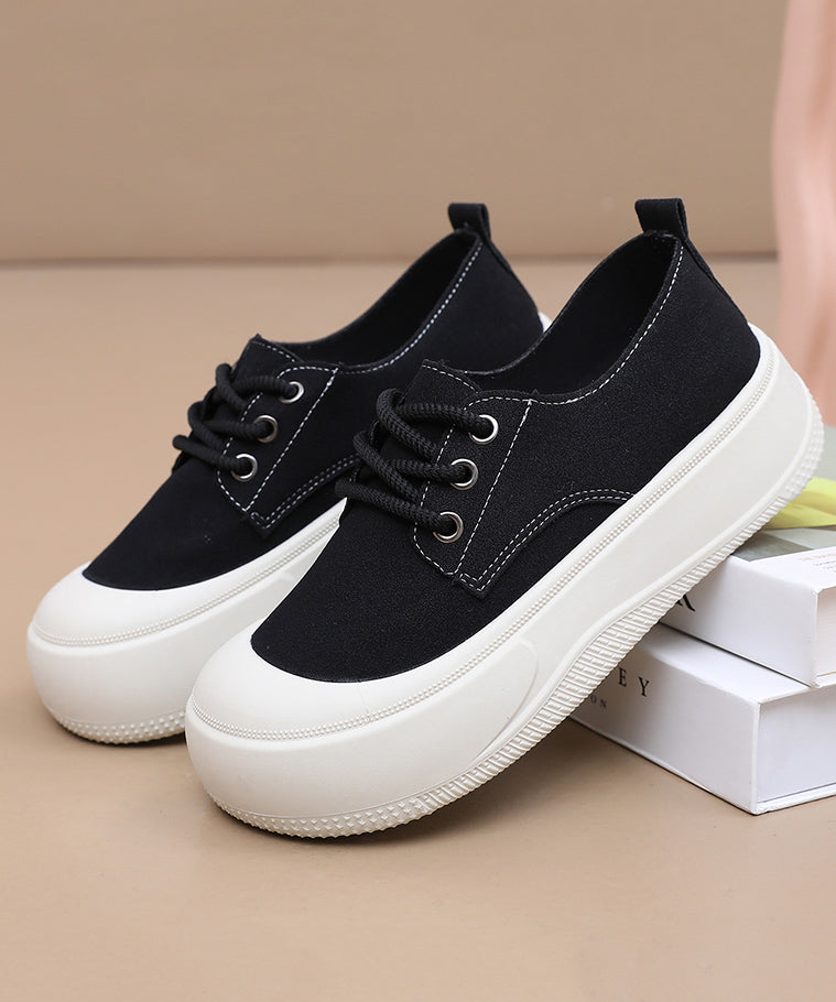 Yellow Canvas Cross Strap Women Splicing Flat Shoes