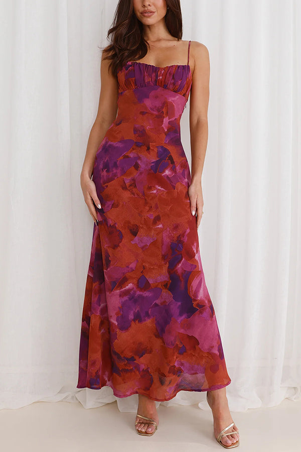 Tie-dye Backless Suspender Holiday Maxi Dress