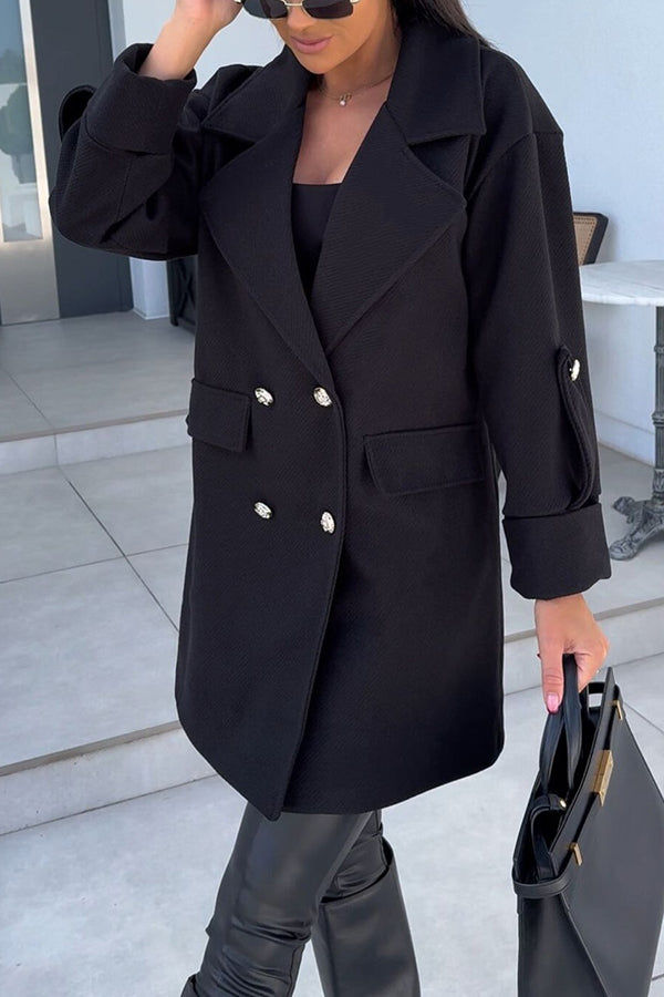 Lapel Double-breasted Loose Coat