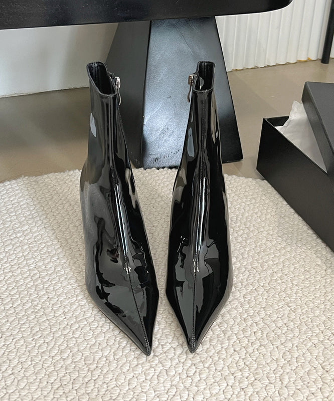 Yellow Splicing Stiletto Boots Pointed Toe