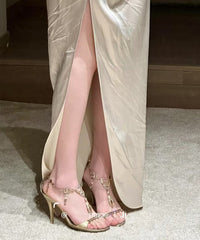 Stylish Zircon Splicing Stiletto High Heels Green Sheepskin Sandals