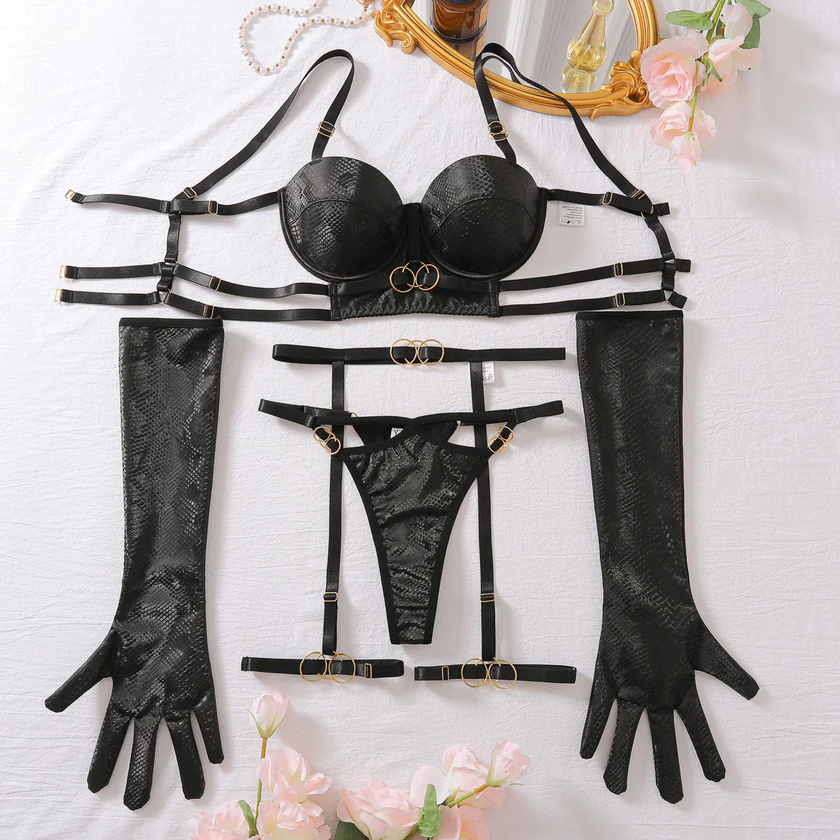 AVELINE Explosion Hollowed Out Erotic Bra Set Gathered Passionate Exotic Lingerie five-piece Set