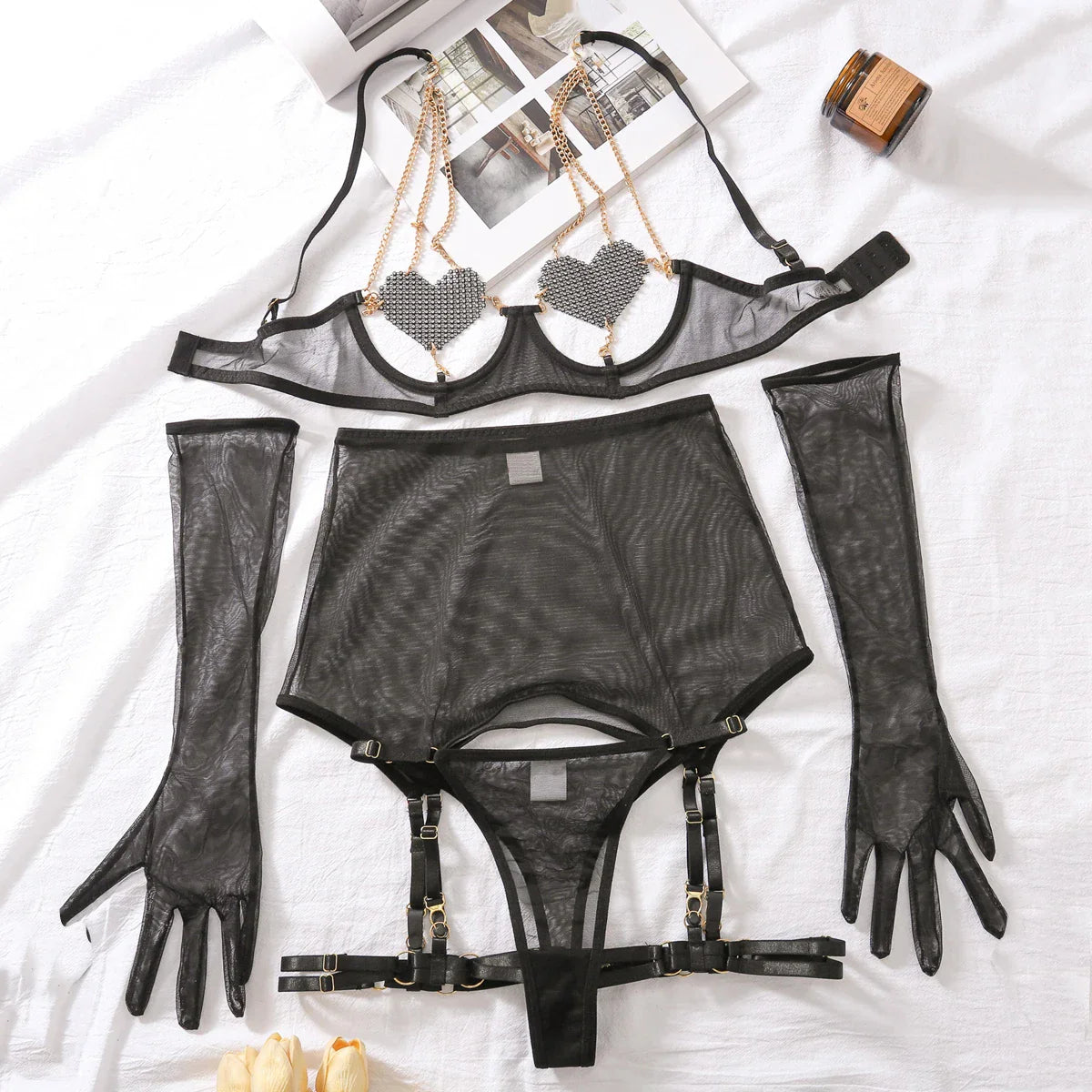 AVELINE Lingerie Saint Valentin Back Night Outfit Love Underwear Without Censorship Porn Erotic Set