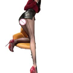 Aurora Back-line High-waisted Shiny Waistless Silk Stockings High-density Silky Smooth Shiny Fun Open-crotch Pantyhose