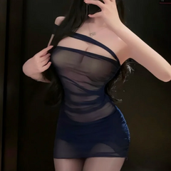 Backless Wrapped Hip Skirt Tight-fitting Flirtatious Hanging Neck See Through Mesh Lingerie Off The Shoulder Tight Fitting Skirt