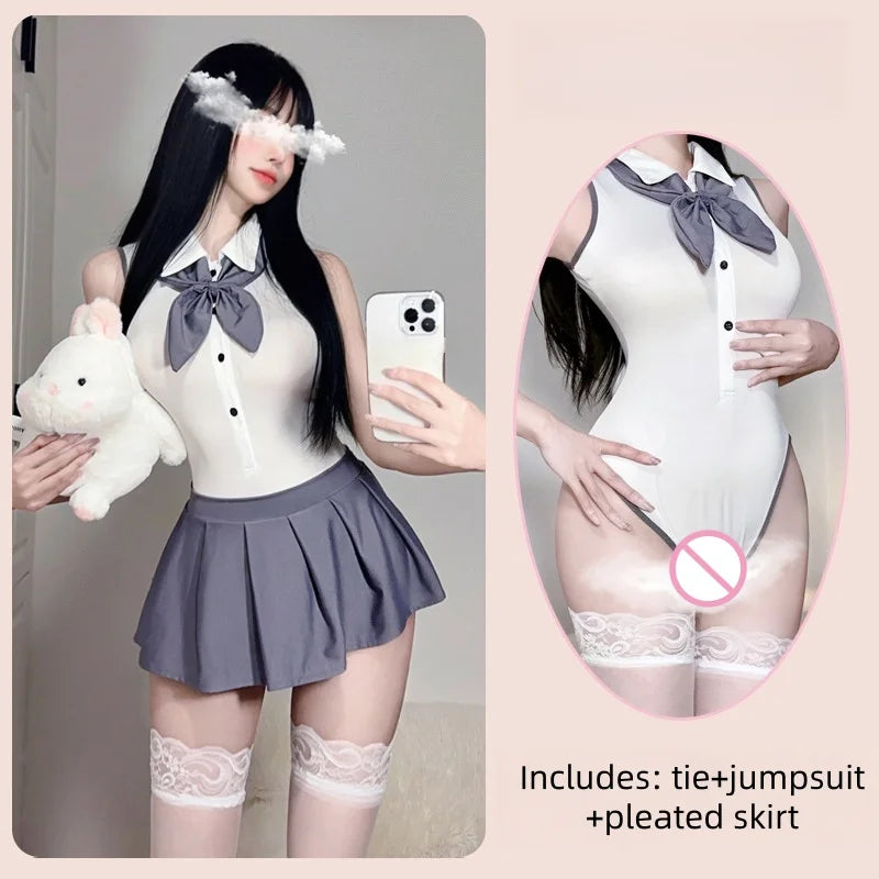 Bodysuit Sweet Cute Lingerie Pure Desire Style Student Attire Passionate Non Stripping Uniforms Tempting