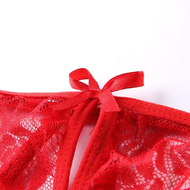 Butterfly Comfortable Lingerie Three-point Underwear Thong Underwear Open Crotch No Shedding Chiffon Lace