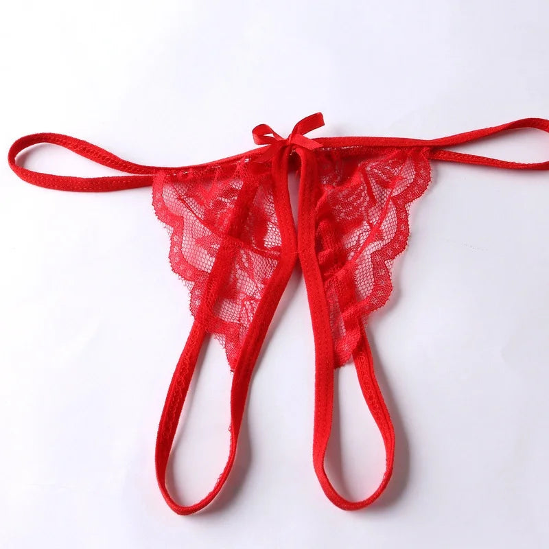 Butterfly Comfortable Lingerie Three-point Underwear Thong Underwear Open Crotch No Shedding Chiffon Lace