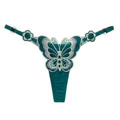 Butterfly Embroidery Element Thong and Perspective Adjustable Low Waist Seductive Japanese Bikini Panties