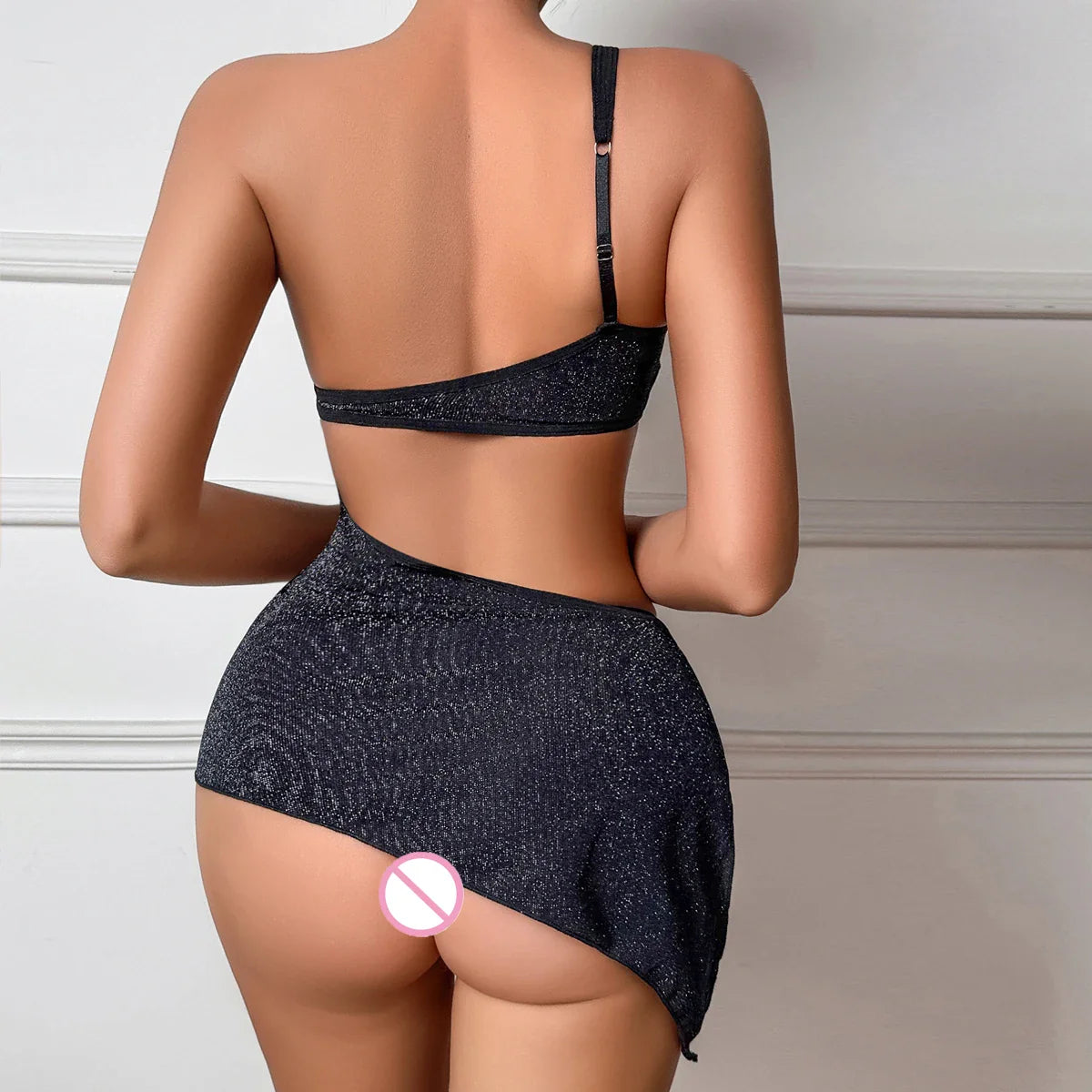 Cross-border 2025 style hollow-out diagonal shoulder strap body-shaping lingerie set resort style one-piece dre