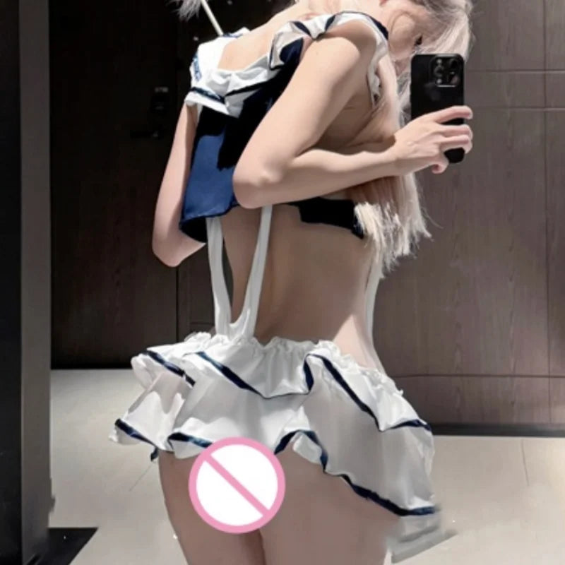 Cute Skirt Temptation Flirtatious Exposed Sweet Japanese Campus Jumpsuit Erotic Lingerie Fun Erotic Battle Robe