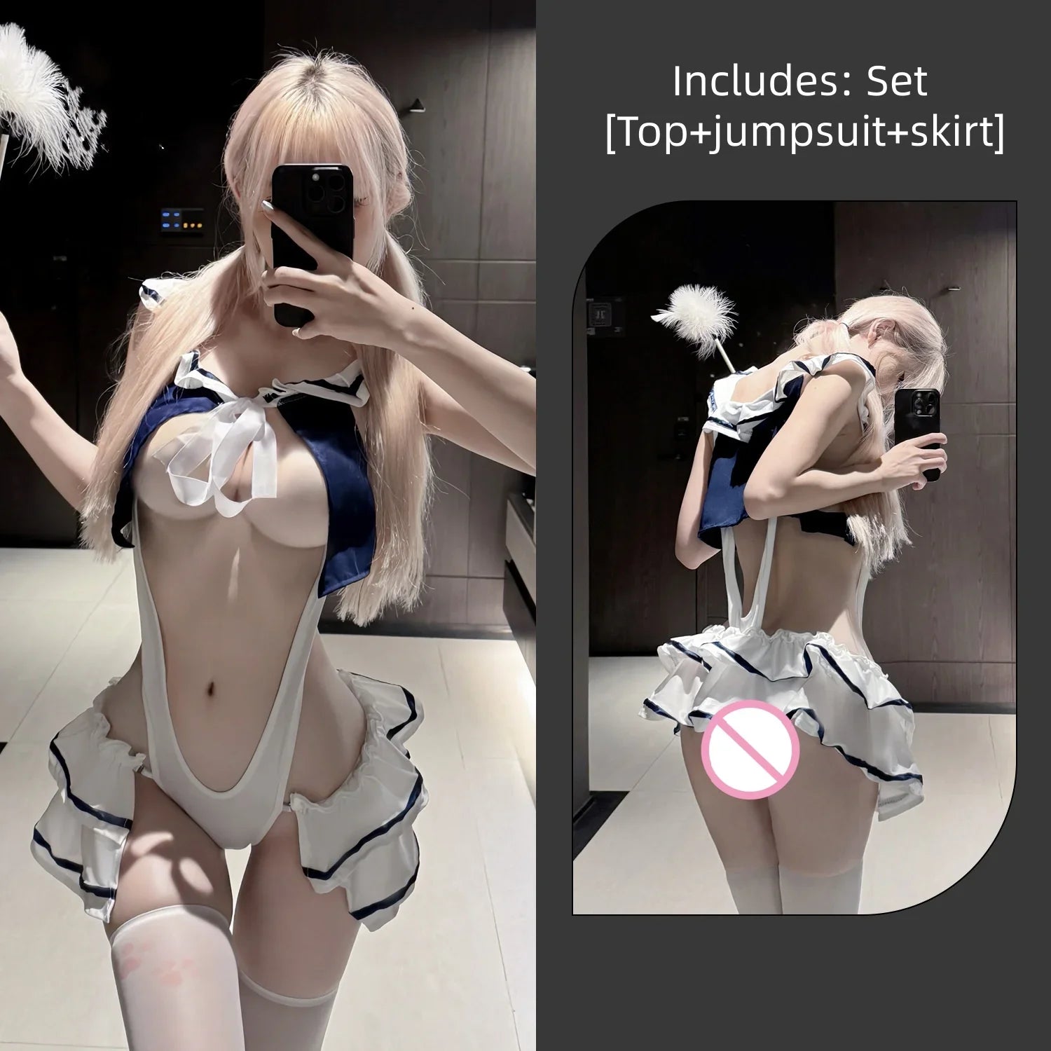 Cute Skirt Temptation Flirtatious Exposed Sweet Japanese Campus Jumpsuit Erotic Lingerie Fun Erotic Battle Robe