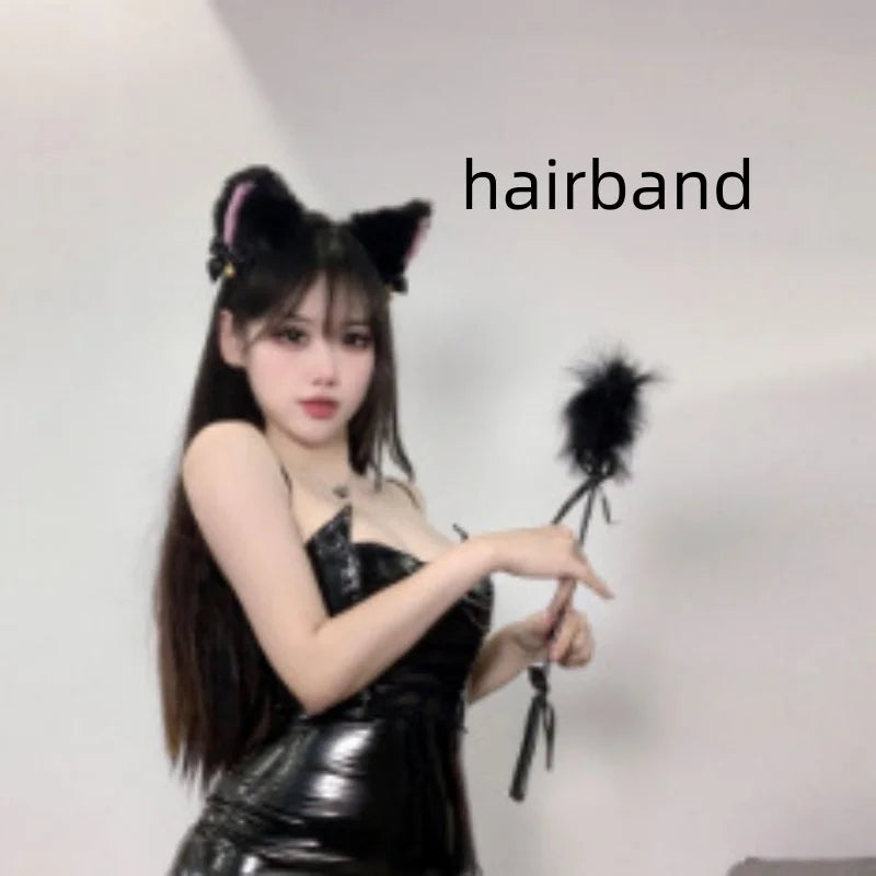 Cute Sweet Gentle Spicy Girl Lingerie Mesh Splicing Patent Leather PU Leather Tight Waist Bag Buttocks Skirt Temptation