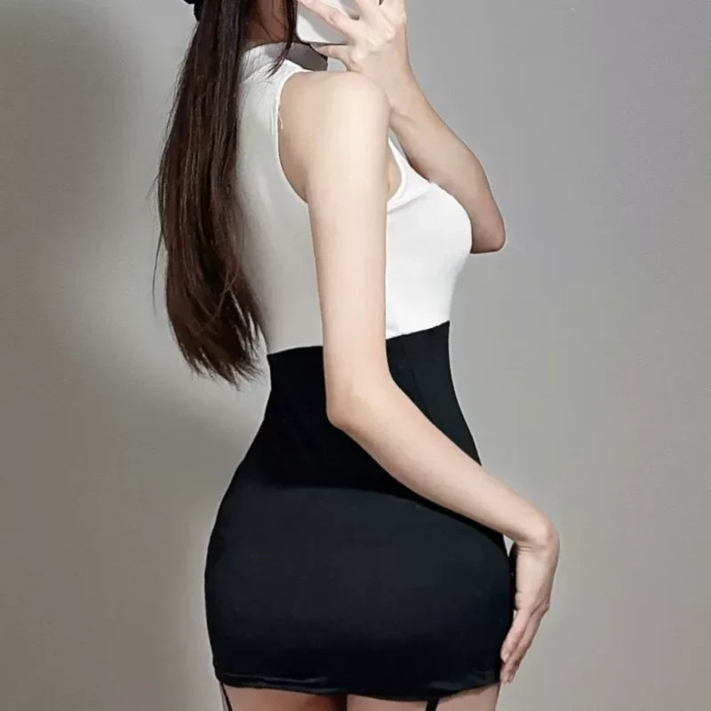 CuteTight-fitting Flirtatious Temptation Wrapped Hip Skirt Secretary Outfit Erotic Lingerie Jumpsuit Uniform Passion Suit