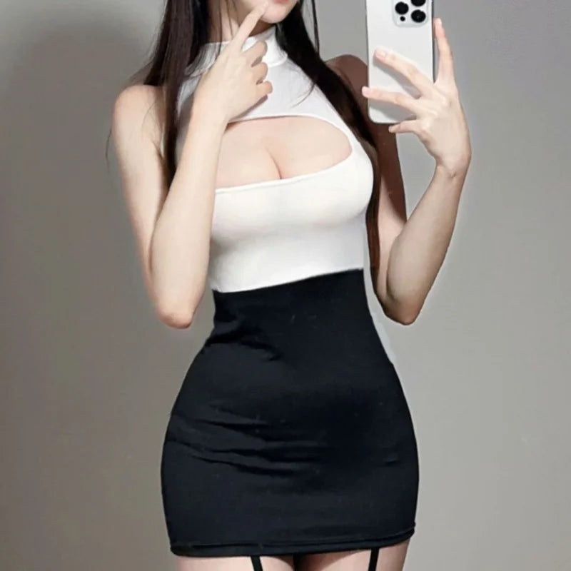 CuteTight-fitting Flirtatious Temptation Wrapped Hip Skirt Secretary Outfit Erotic Lingerie Jumpsuit Uniform Passion Suit