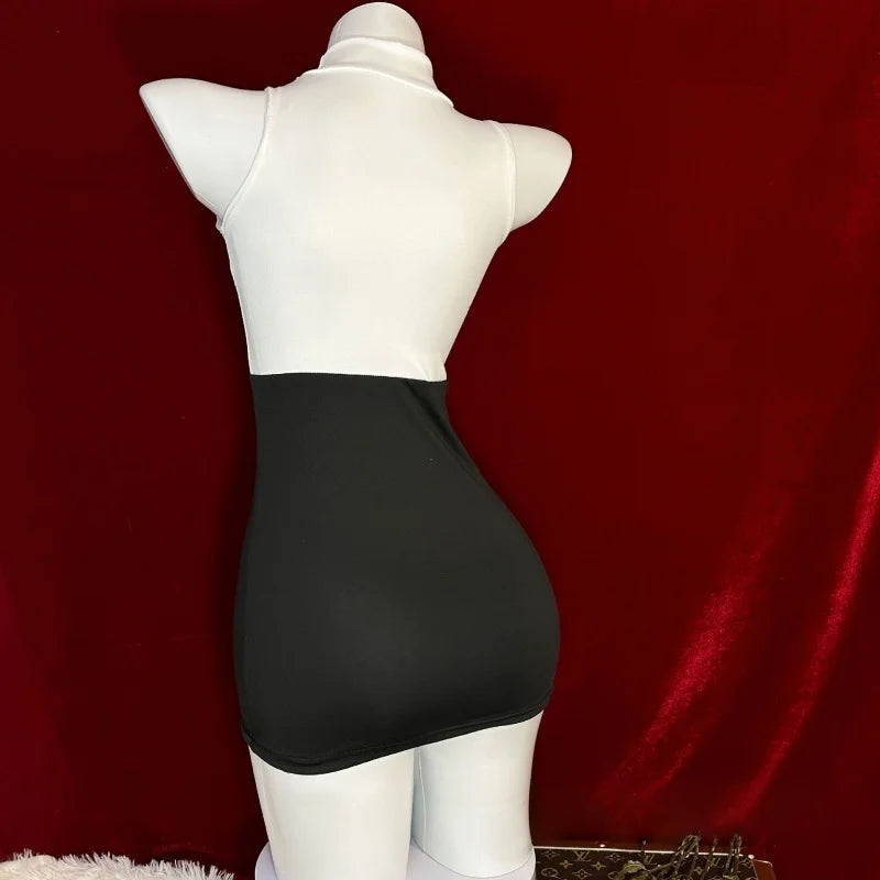 CuteTight-fitting Flirtatious Temptation Wrapped Hip Skirt Secretary Outfit Erotic Lingerie Jumpsuit Uniform Passion Suit