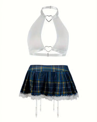 Erotic Student Uniform Bra And Panty Set Underwear Transparent Bra Exotic Sets Thong Porn Lingerie Set