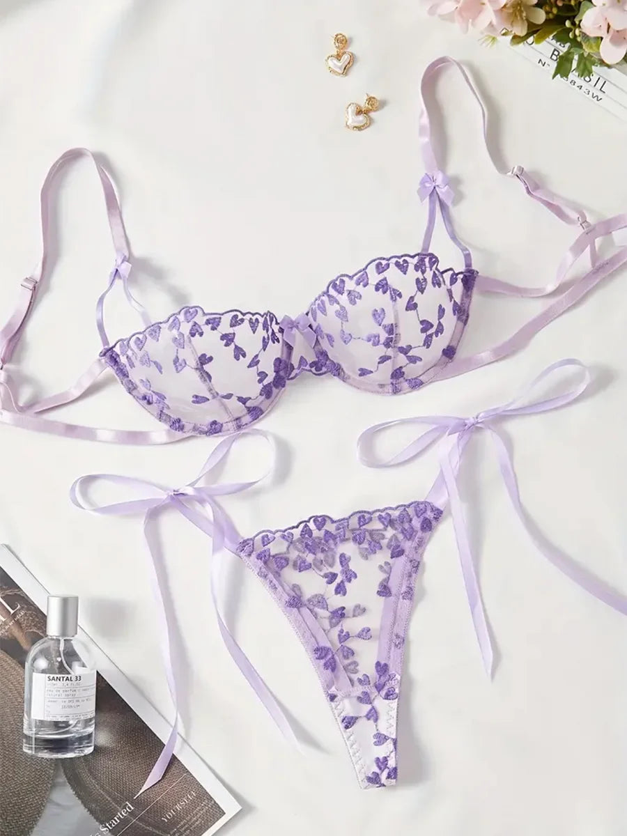 Erotic Lingerie Set Naughty Outfit Lace Erotic Bandage Cute Bow Underwear Bra Set