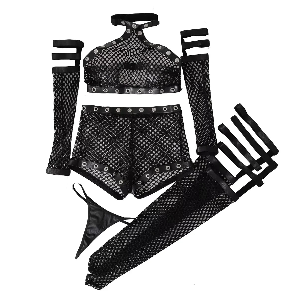 European and American girl hanging neck close fitting lingerie fishing net girl midnight charm temptation set