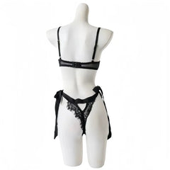 Exposed Flirtatious Self-cultivation Slit Backless Sleeveless Lace See Through Tie Up Jumpsuit Erotic Lingerie