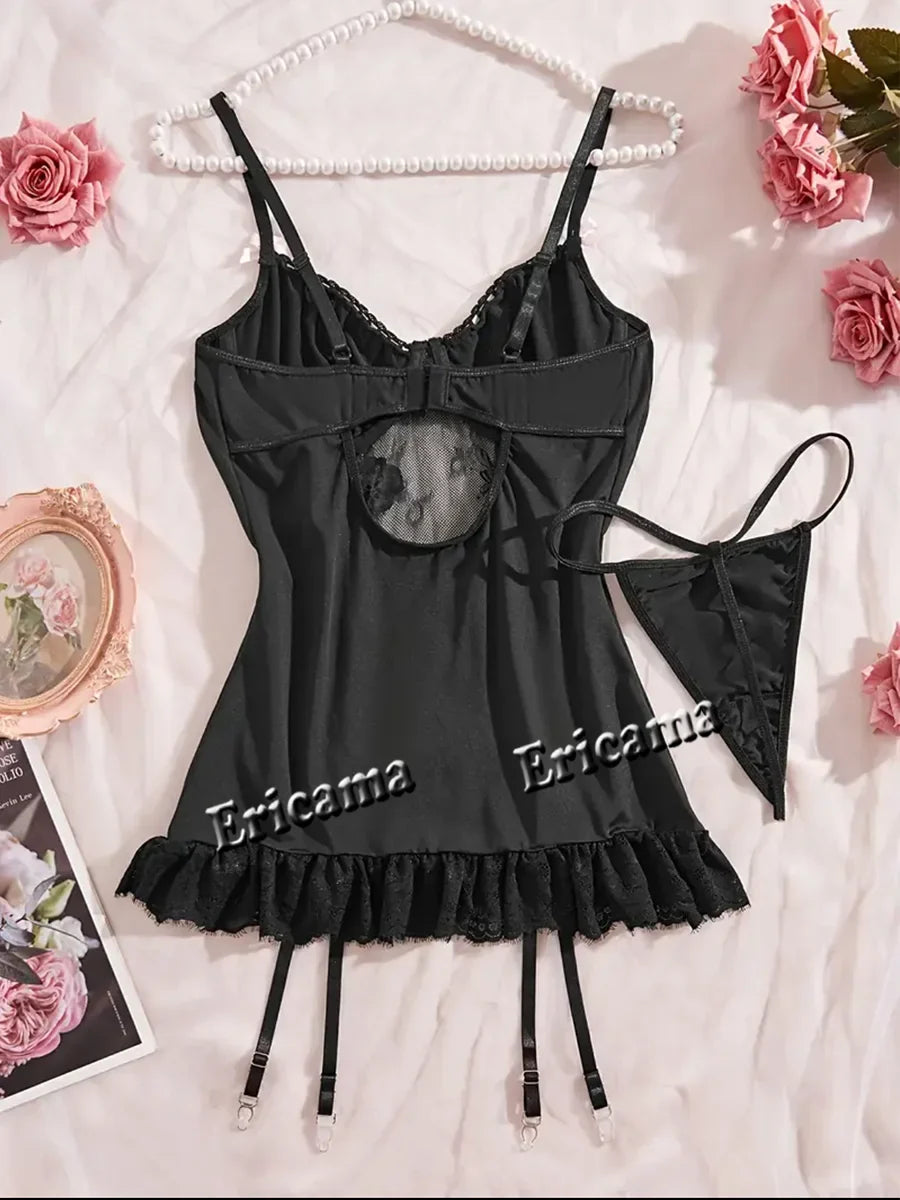 Lace Lingerie Set g-String Skirt Ensemble Erotic Bra set Erotic Underwear