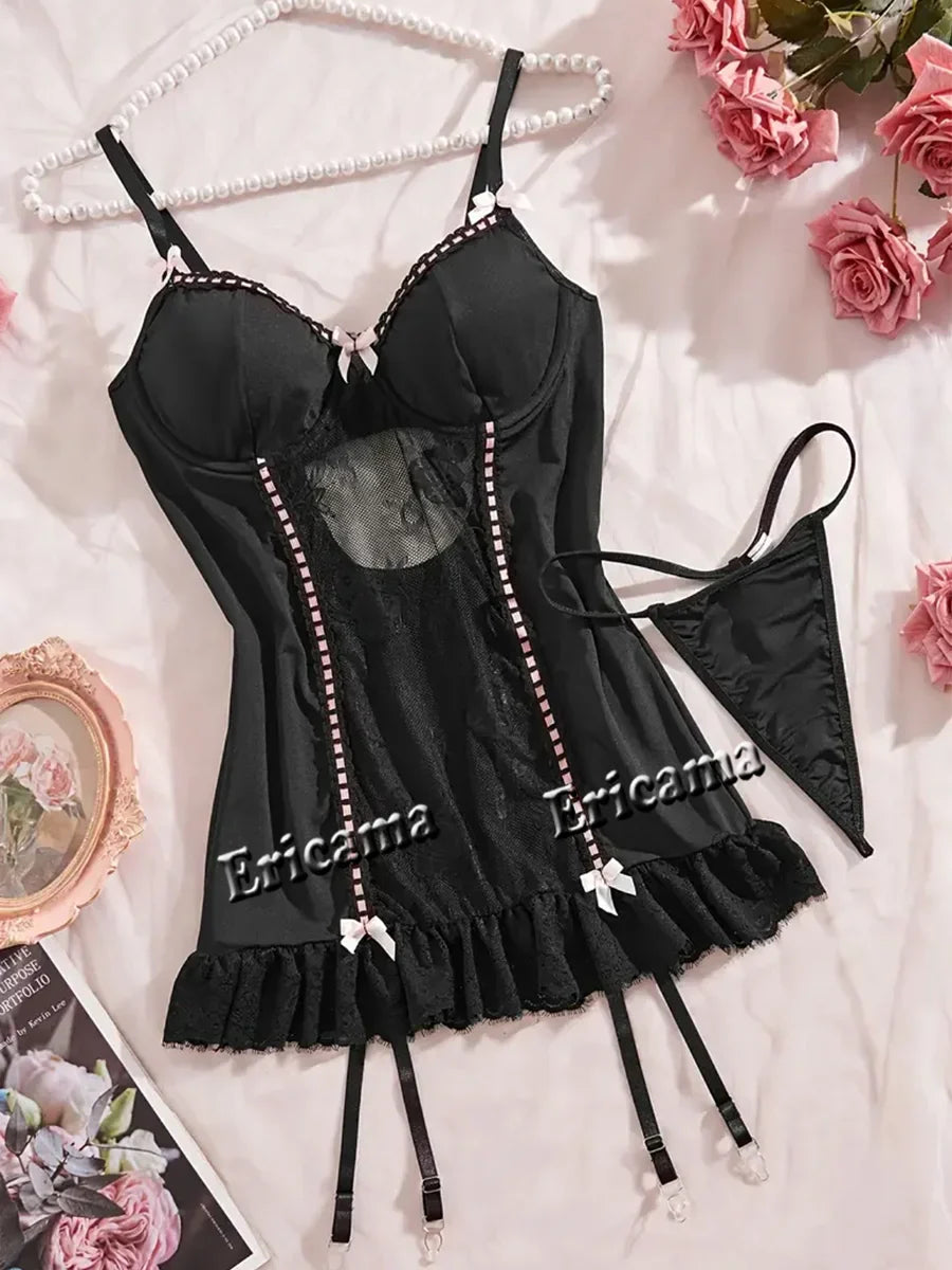 Lace Lingerie Set g-String Skirt Ensemble Erotic Bra set Erotic Underwear