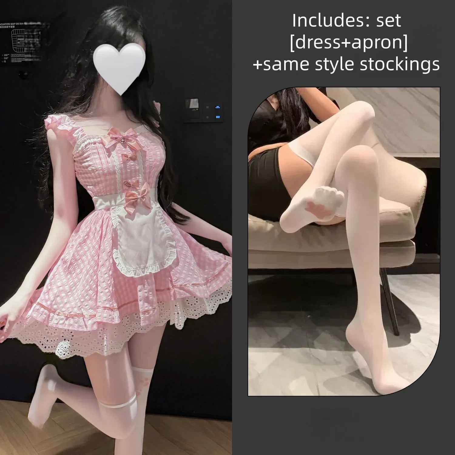 Flirtatious Cute Suspender Dress Temptation Skirt Sleeveless Uniform Sweet and Lovely Plaid Maid Little Maid Lingerie Dating Set