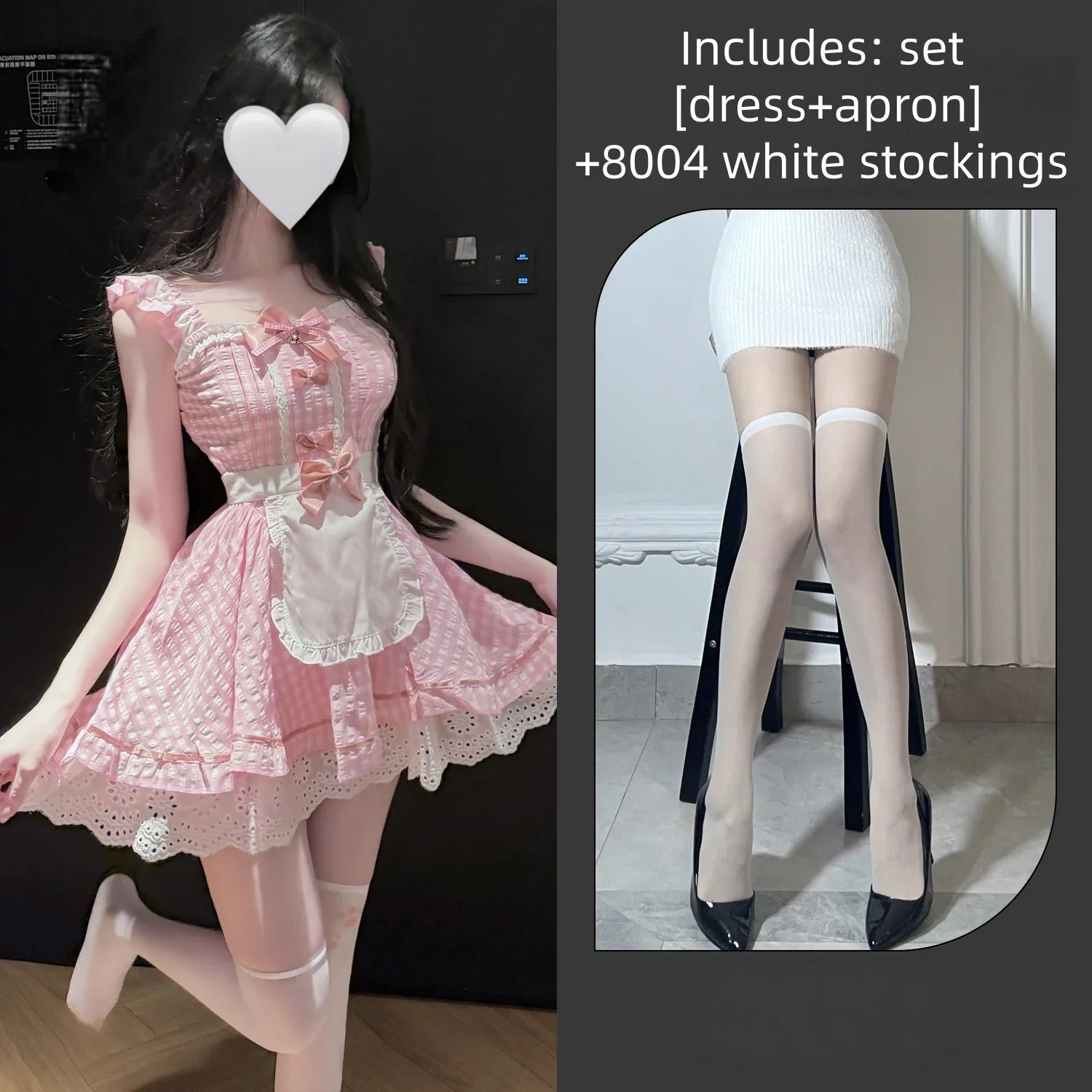 Flirtatious Cute Suspender Dress Temptation Skirt Sleeveless Uniform Sweet and Lovely Plaid Maid Little Maid Lingerie Dating Set