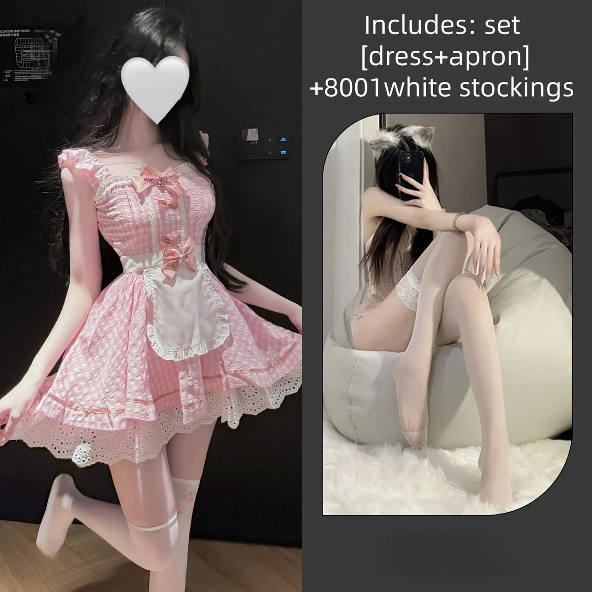 Flirtatious Cute Suspender Dress Temptation Skirt Sleeveless Uniform Sweet and Lovely Plaid Maid Little Maid Lingerie Dating Set