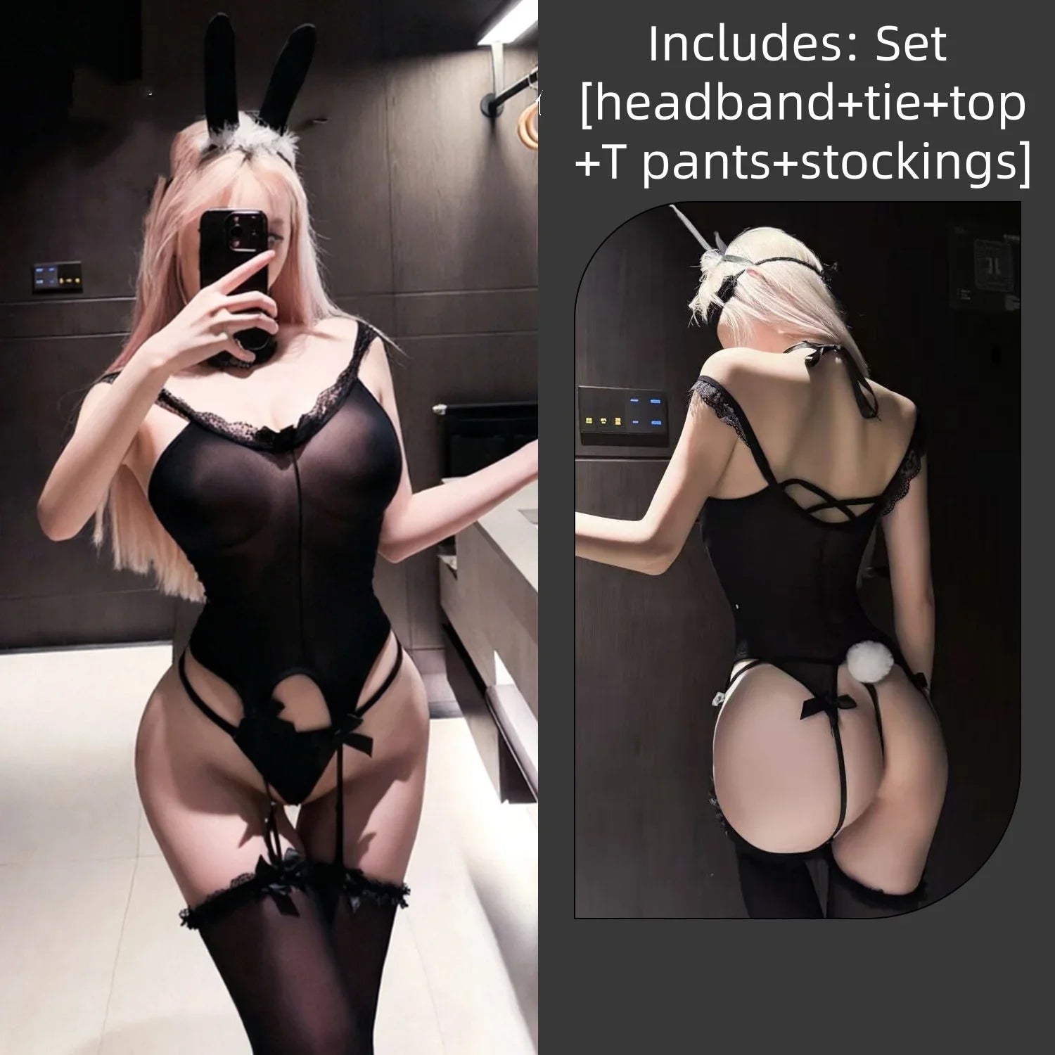 Sleeveless Backless Exposed Tight-fitting Flirtatious Temptation Rabbit Girl Uniform Underwear Passion Set