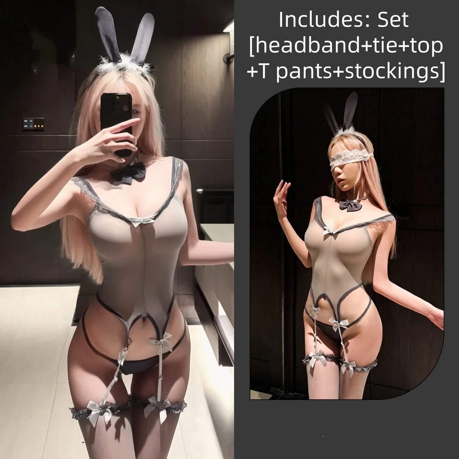 Sleeveless Backless Exposed Tight-fitting Flirtatious Temptation Rabbit Girl Uniform Underwear Passion Set