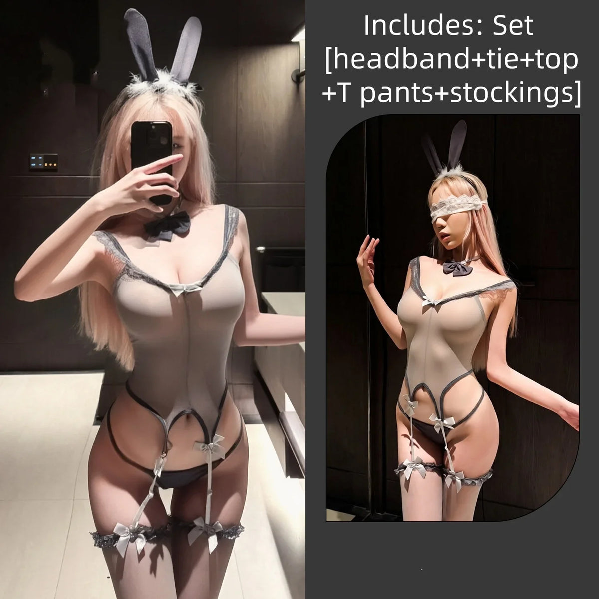 Sleeveless Backless Exposed Tight-fitting Flirtatious Temptation Rabbit Girl Uniform Underwear Passion Set