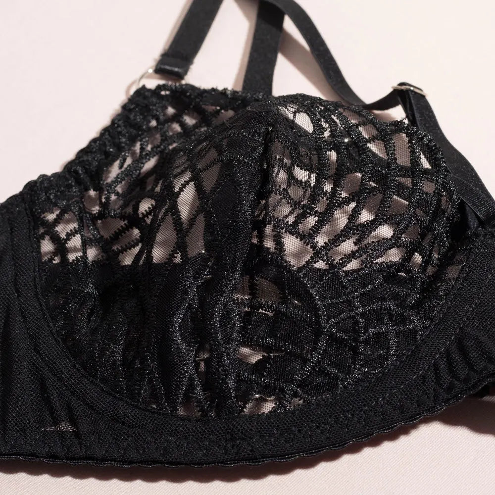 Lace Lingerie Transparent Porno Lace Erotic Outfit Bra Set Romantic See Through Bra Panties Lingeries