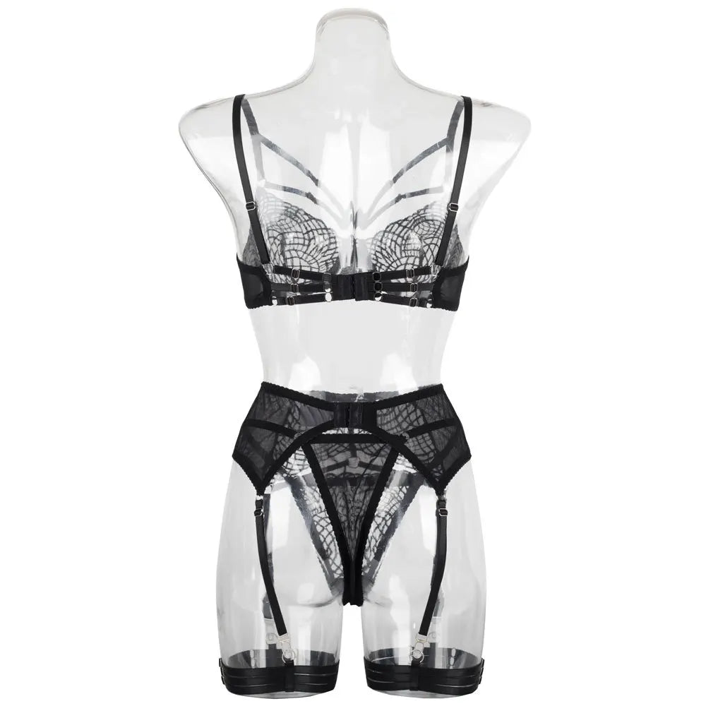 Lace Lingerie Transparent Porno Lace Erotic Outfit Bra Set Romantic See Through Bra Panties Lingeries
