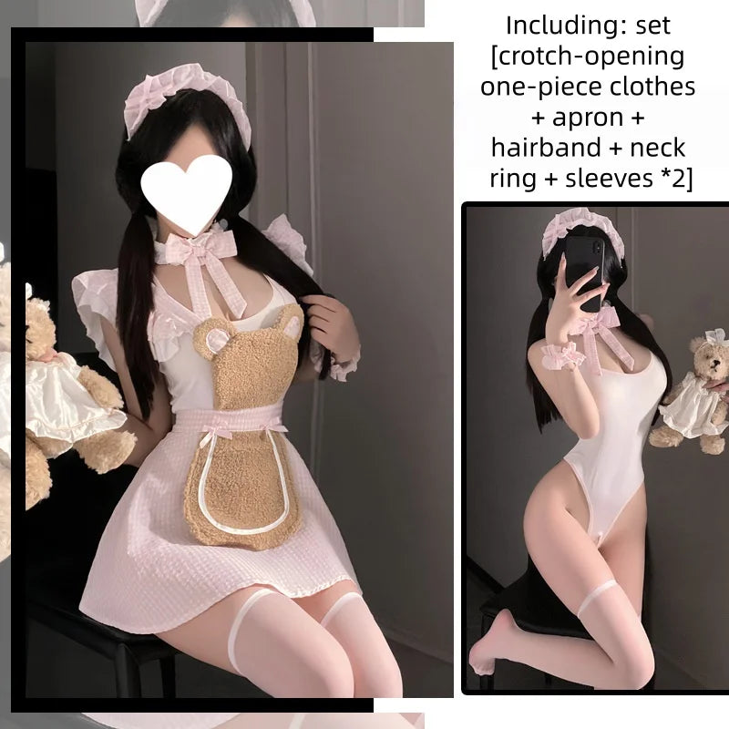 Alluring Temptation Taro Pudding Bear Japanese Sweet Pure Desire Little Kitchen Maid COS Lingerie Little Maid Uniform