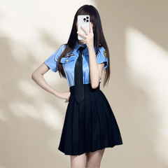 Cute Sweet Gentle Lingerie Uniform Seducing PolicePleated Short Skirt Passionate Secretary Role-playing Set