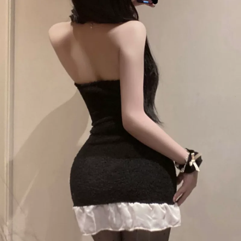 Cute Sweet Slit Temptation Flirtatious Sweet and Spicy Wildcat Elastic Plush Tight Bag Hip Skirt Underwear Female