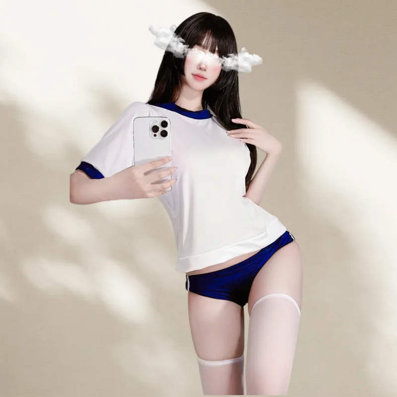 Elegant Sweet Charming Seductive Two Piece Gymnastics Suit Swimsuit Pure Desire Style Sports Suit Erotic Lingerie