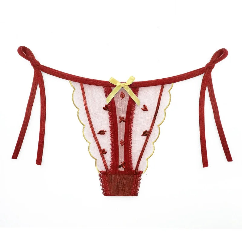 Flirtatious Cute Thin Version Lingerie with Bow Tie Lace Underwear Comfortable and Breathable in Summer Straps