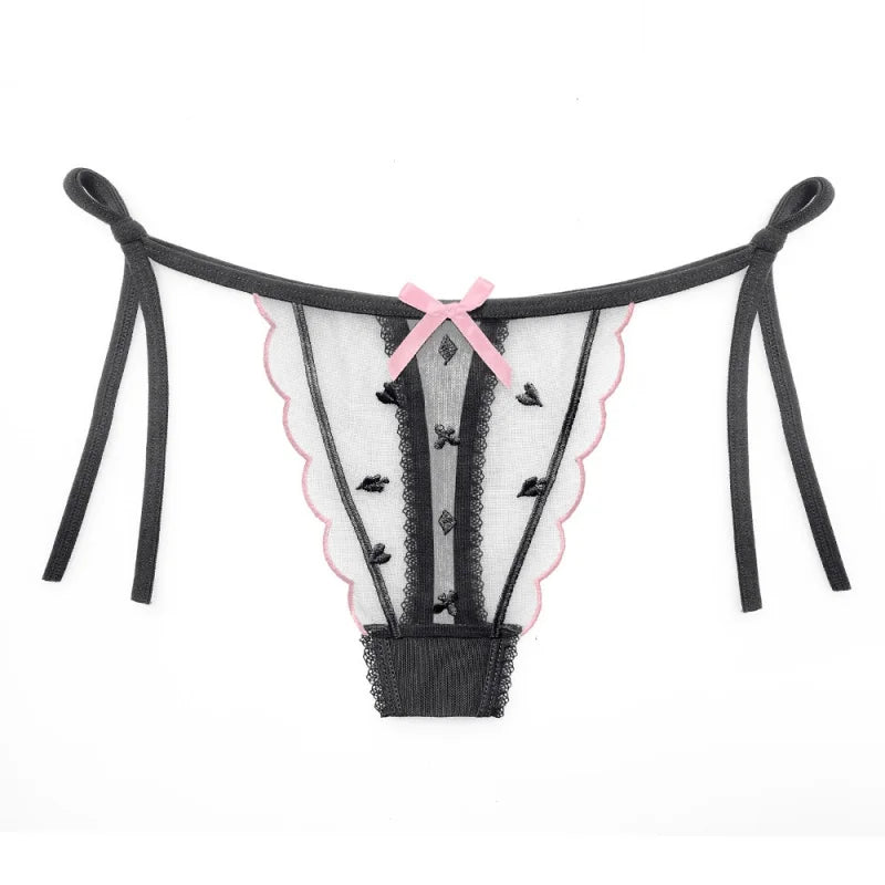Flirtatious Cute Thin Version Lingerie with Bow Tie Lace Underwear Comfortable and Breathable in Summer Straps