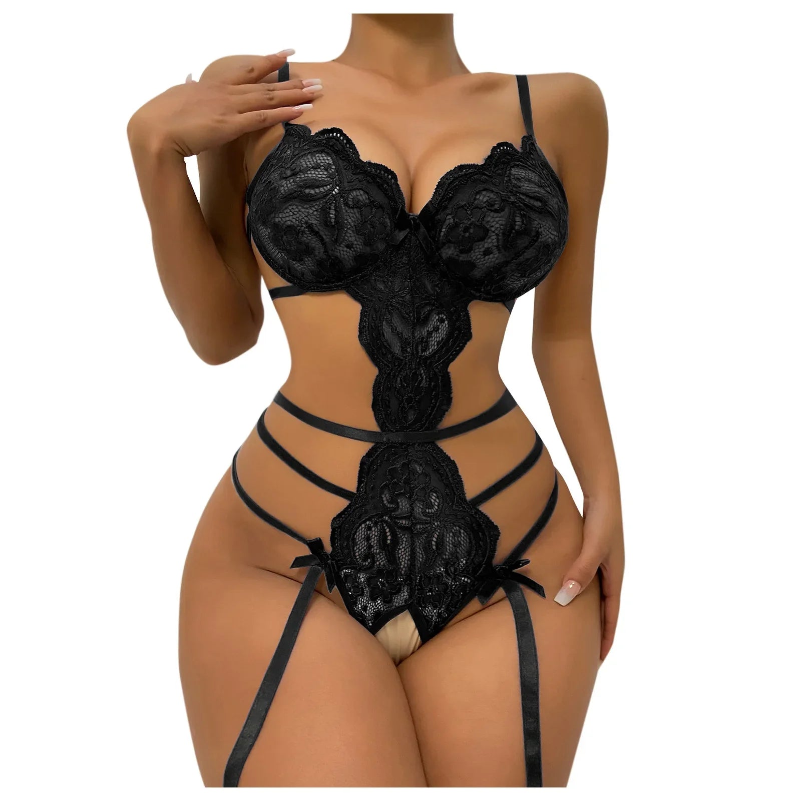 Lingerie Lace Open Bra Set Ruffle Transparent Underwear Erotic Lingerie Erotic