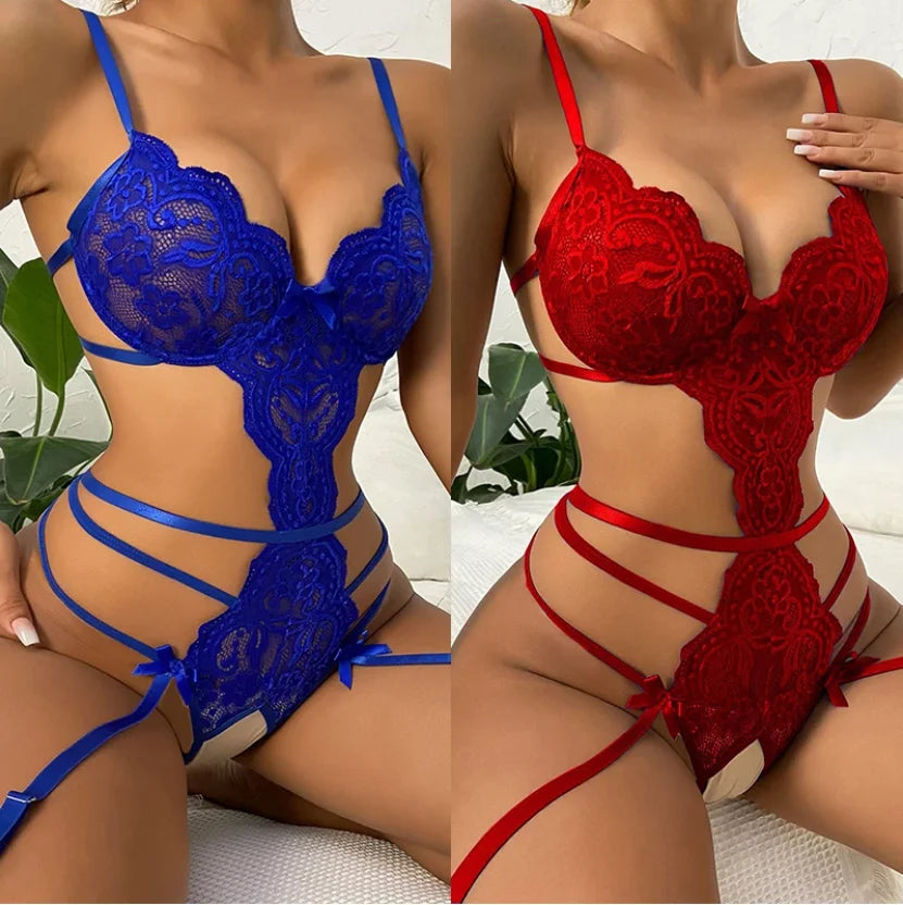Lingerie Lace Open Bra Set Ruffle Transparent Underwear Erotic Lingerie Erotic