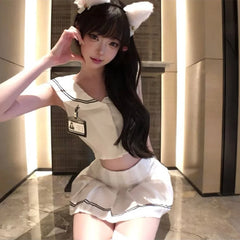 Lingerie with A Playful and Vibe Academic JK Set Pure and Seductive White Student Uniform Navy Uniform Tempting