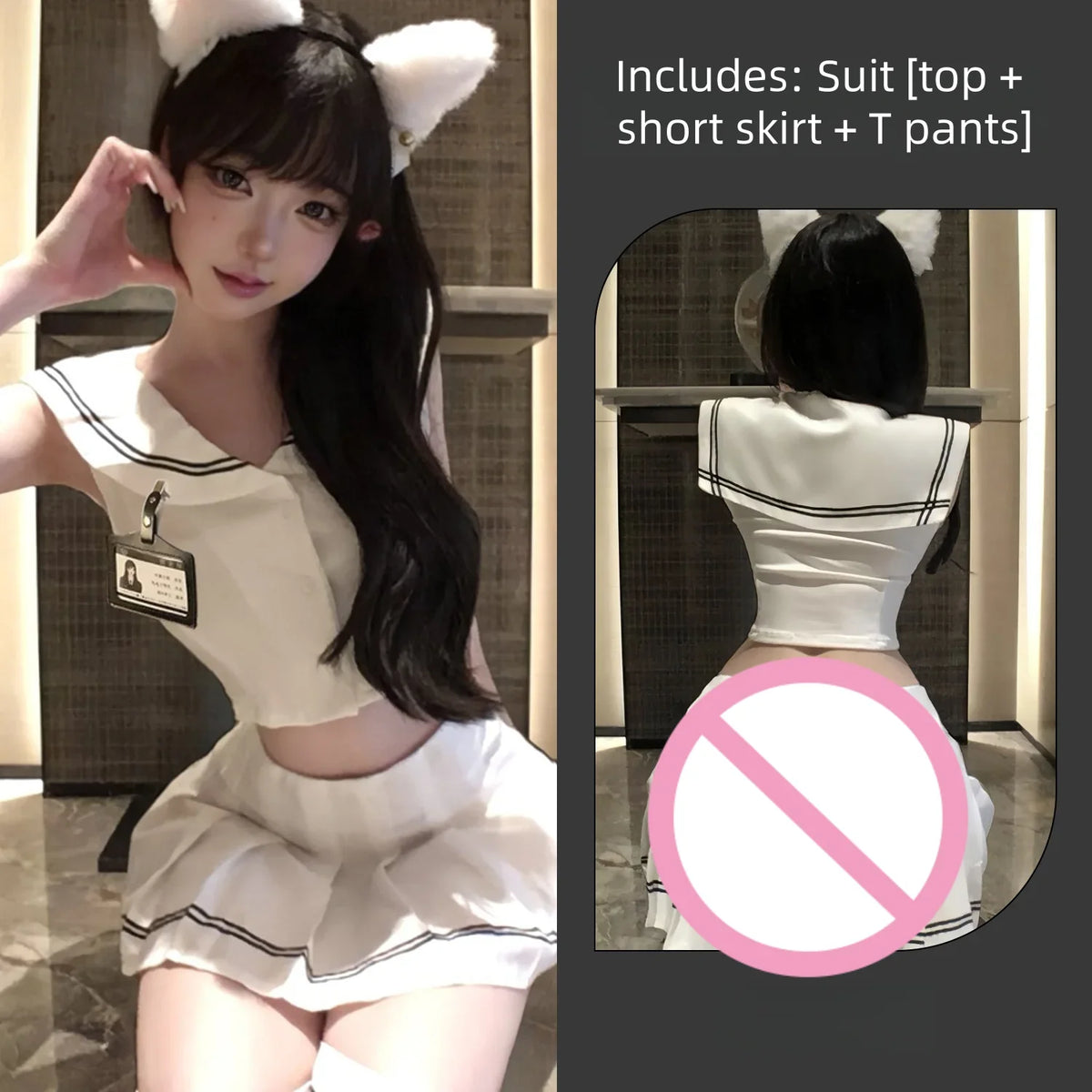 Lingerie with A Playful and Vibe Academic JK Set Pure and Seductive White Student Uniform Navy Uniform Tempting