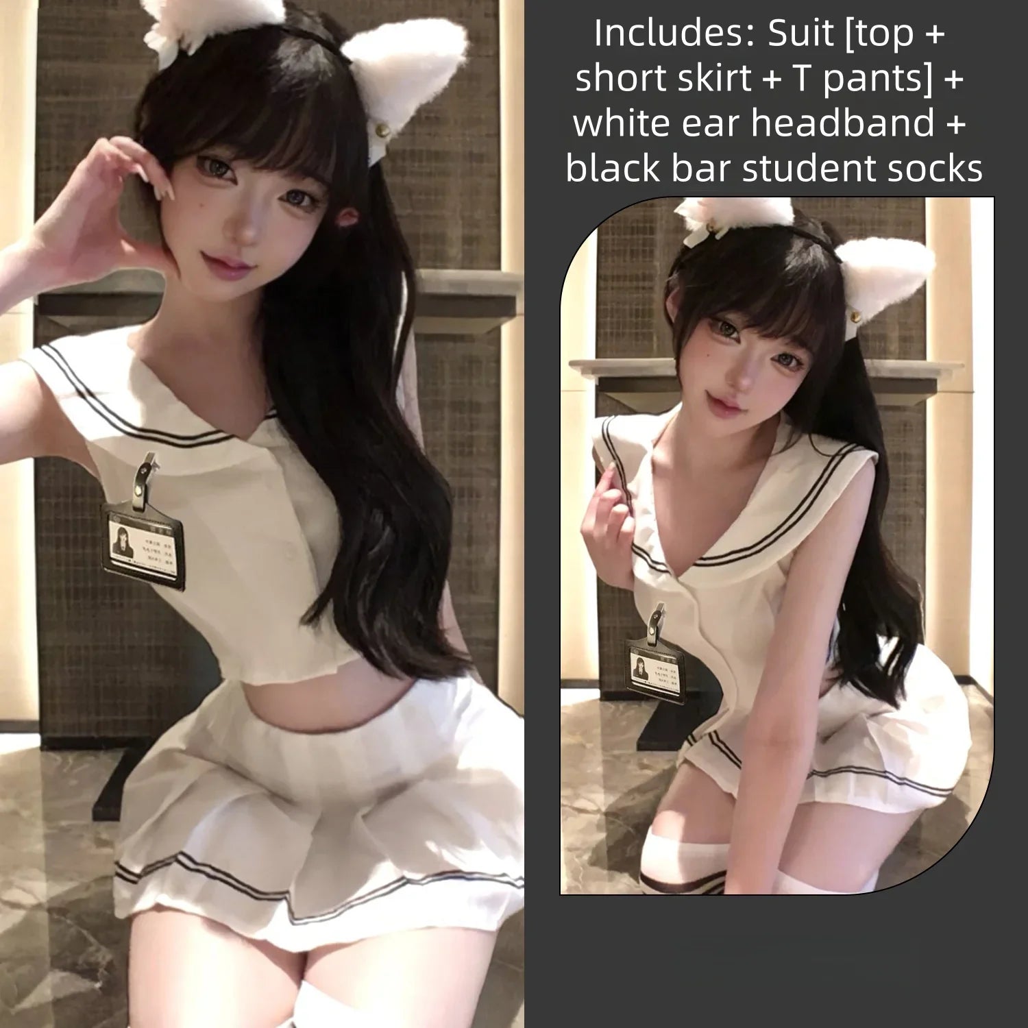Lingerie with A Playful and Vibe Academic JK Set Pure and Seductive White Student Uniform Navy Uniform Tempting