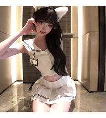 Lingerie with A Playful and Vibe Academic JK Set Pure and Seductive White Student Uniform Navy Uniform Tempting