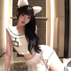 Lingerie with A Playful and Vibe Academic JK Set Pure and Seductive White Student Uniform Navy Uniform Tempting