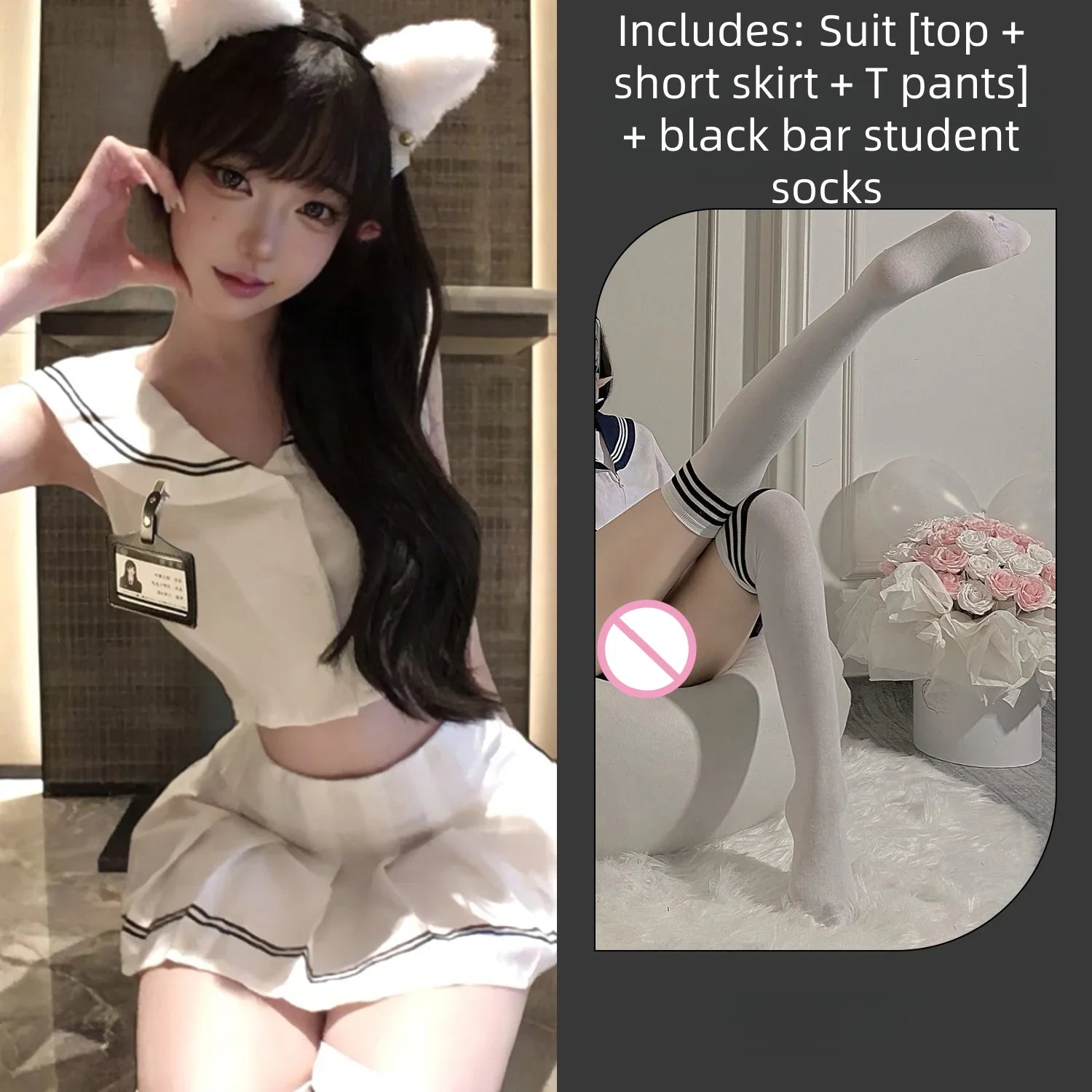 Lingerie with A Playful and Vibe Academic JK Set Pure and Seductive White Student Uniform Navy Uniform Tempting