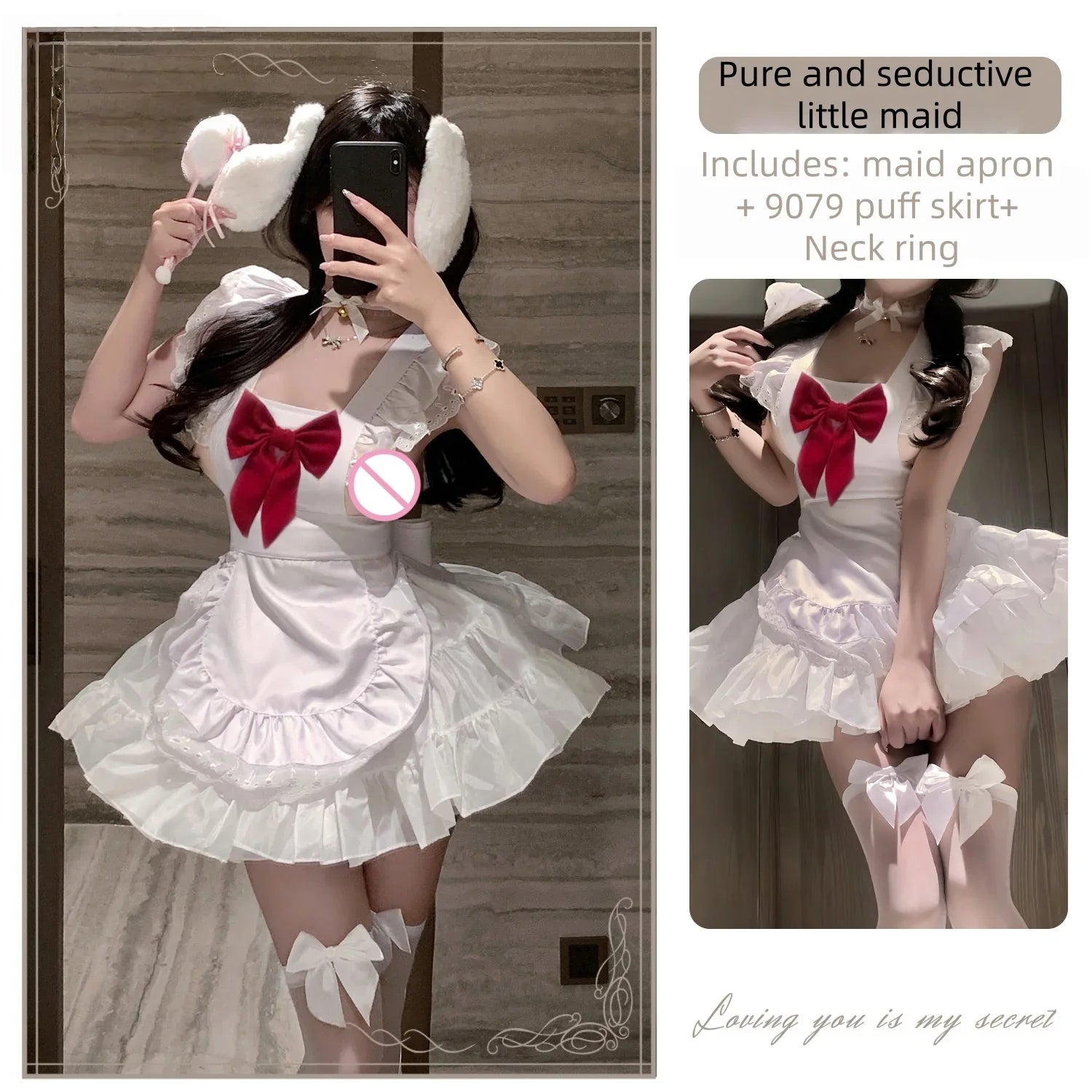 Maid's Transformation Cosplay Lolita Apron Chinese-style Apron Wind-style Mini Cheongsam Chinese Kitchen Lady Lingerie