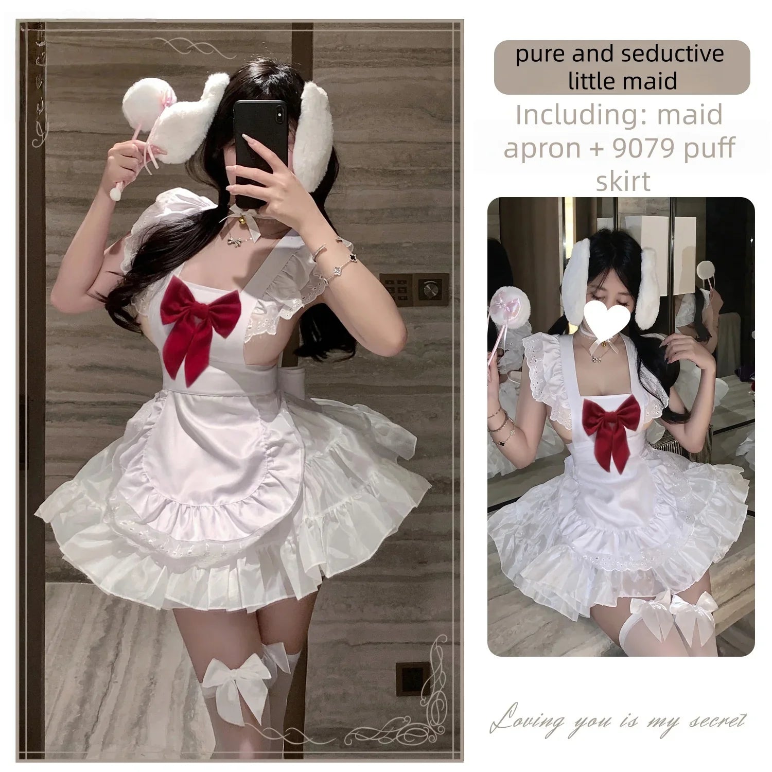Maid's Transformation Cosplay Lolita Apron Chinese-style Apron Wind-style Mini Cheongsam Chinese Kitchen Lady Lingerie